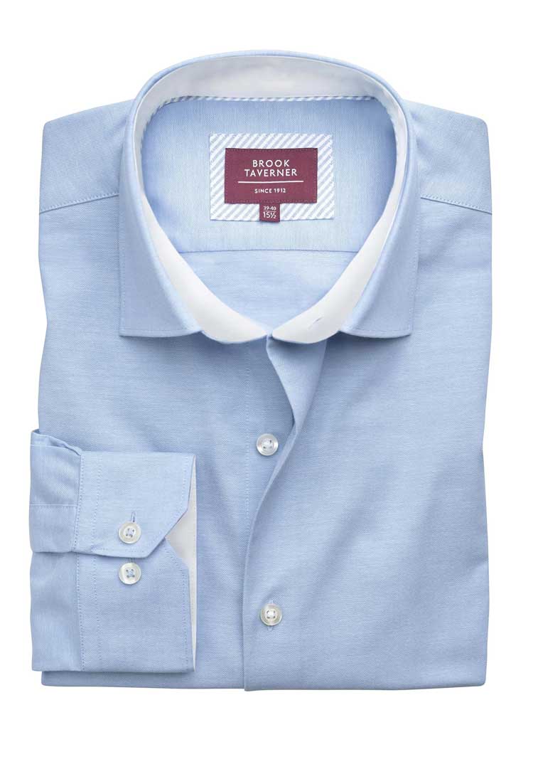 Flat and Folded Reno Stretch Oxford Shirt 4436 in Blue 