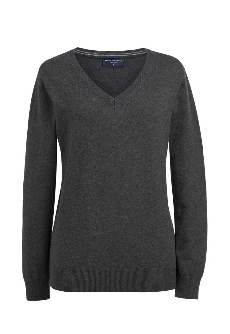 Riga Marino Wool V Neck Jumper 2396 in charcoal