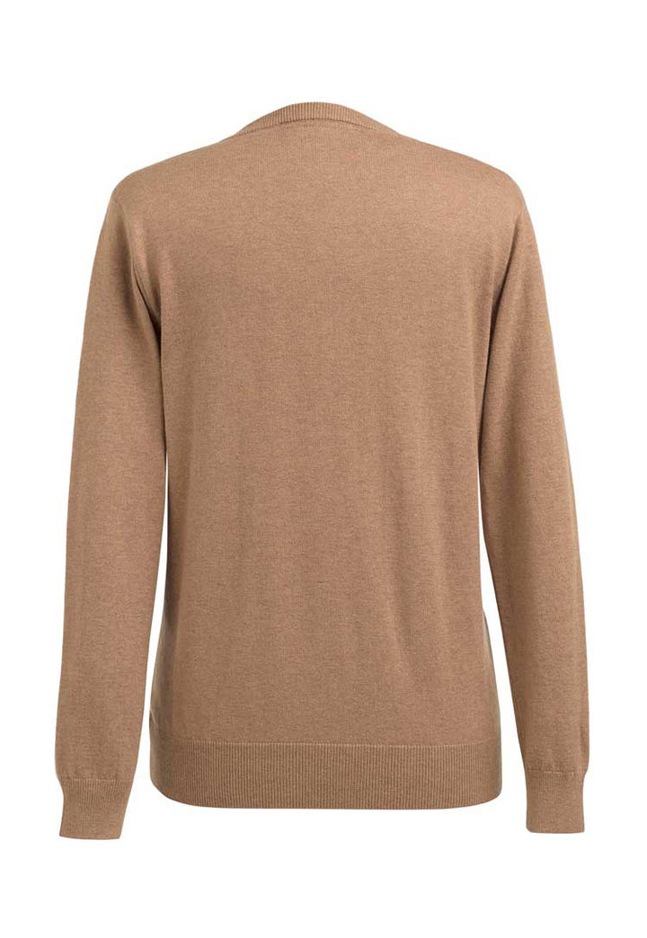 Riga Marino Wool V Neck Jumper 2396 in oatmeal back view