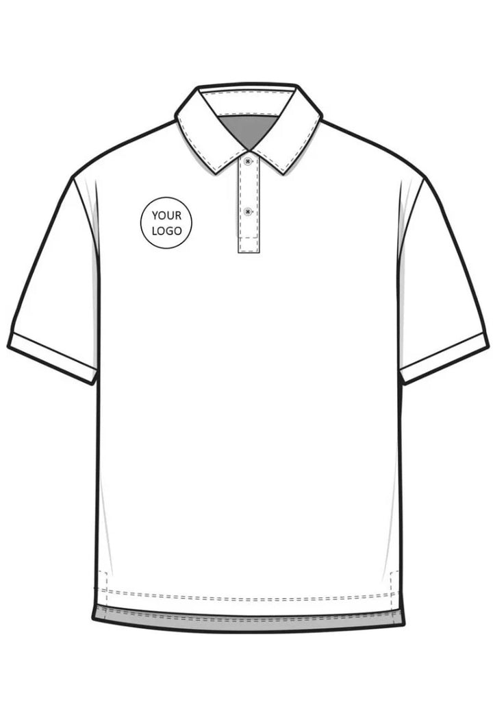 An illustration of a polo shirt with 'your logo' written on the right chest
