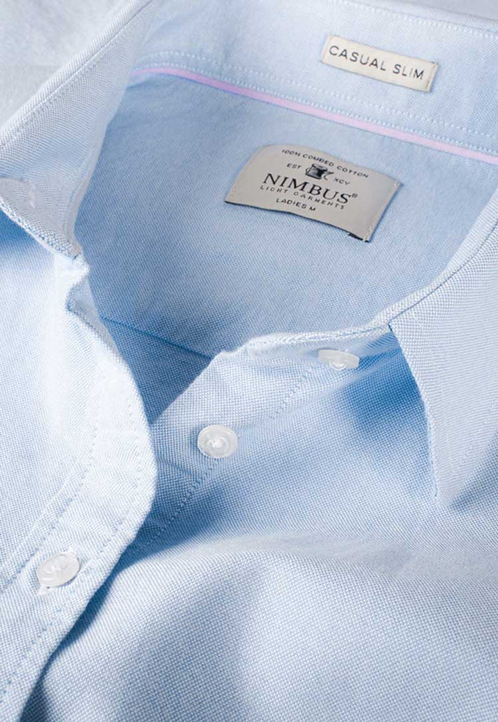 Collar Detail of Women’s Rochester Classic Oxford Shirt NB45F in Light Blue