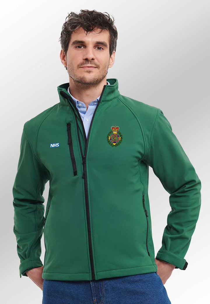 Ambulance Russell Softshell Jacket with Logos worn by model