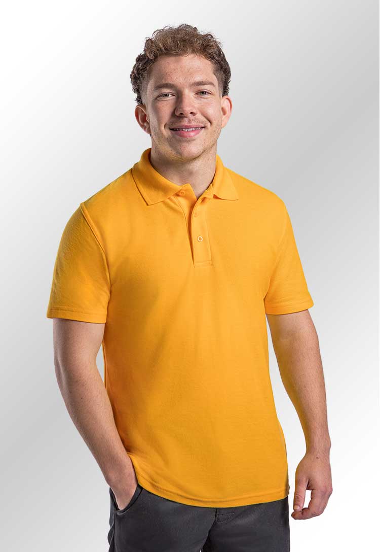 Model wearing the RX101 Polo in Orange