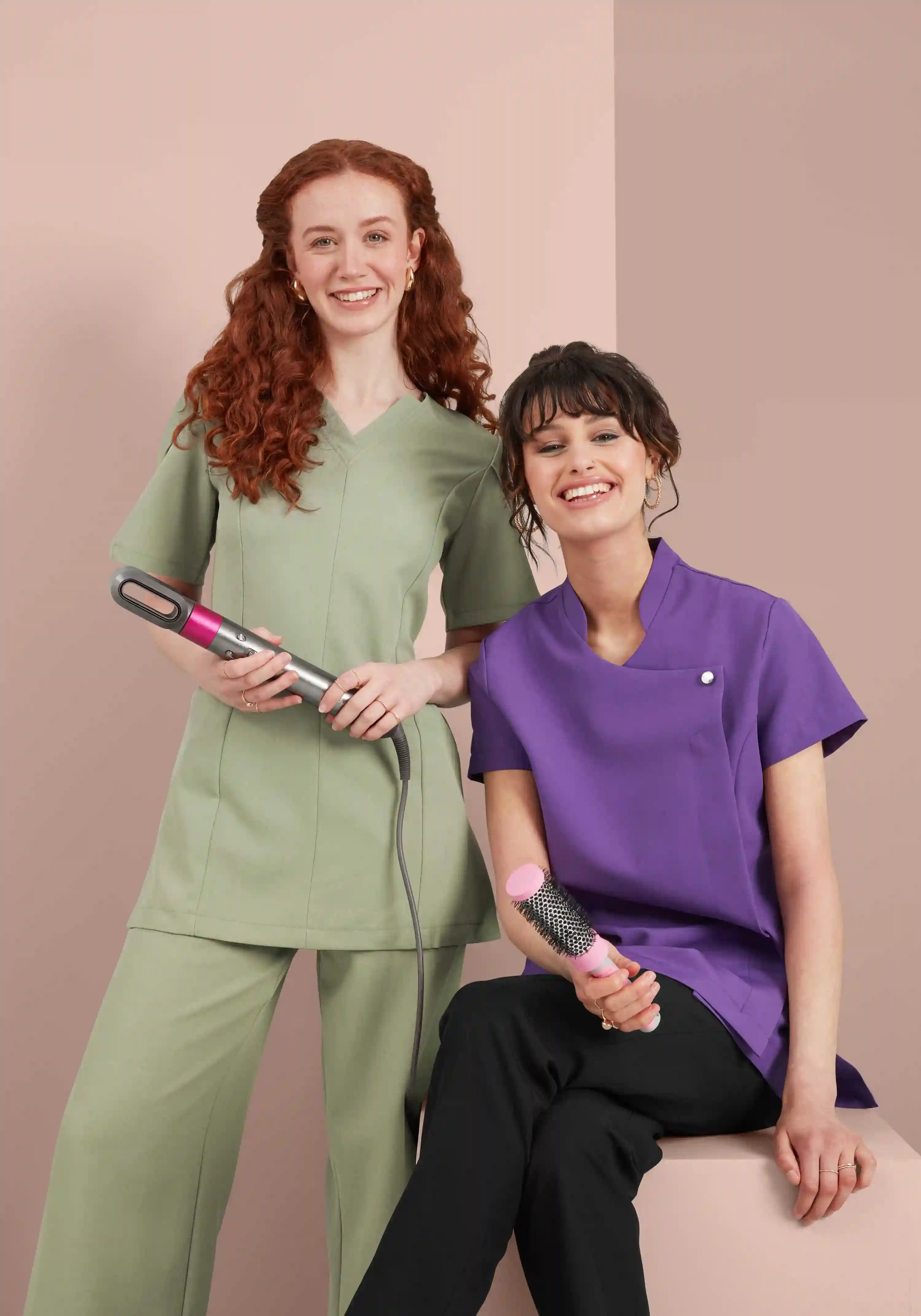 2 models wearing Work Uniform's Salon and Dental workwear