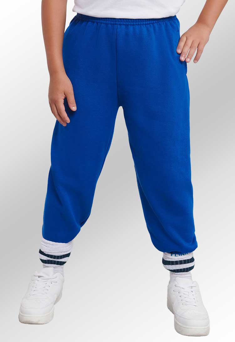 School Uniform Sweatpants in bright royal worn by model