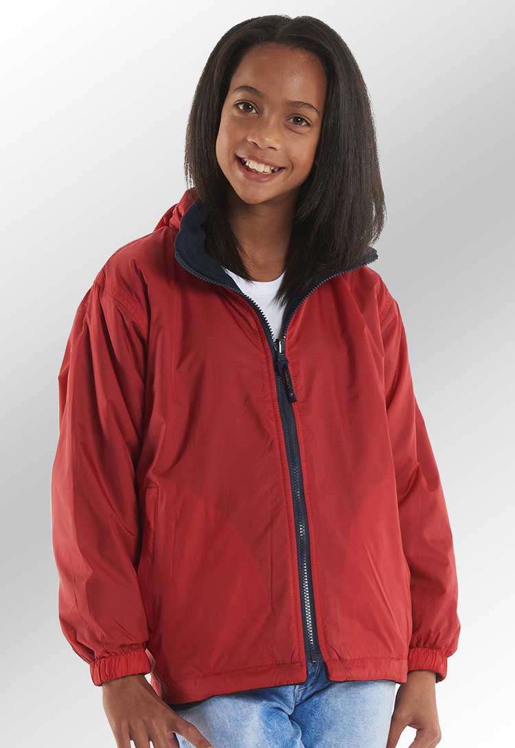 Model wearing School Uniform Reversible Fleece Jacket