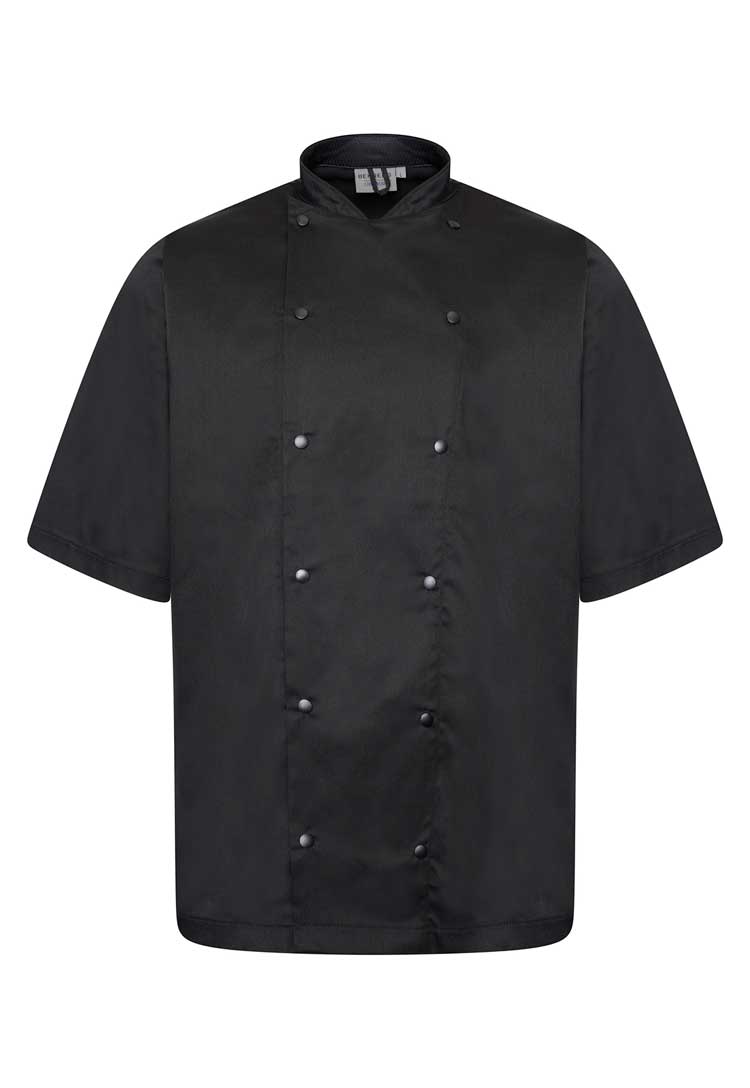 Unisex White Chefs Jacket Short Sleeve HHCJSS in Black