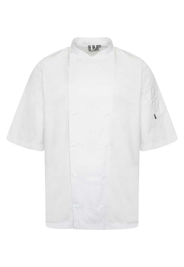 Unisex White Chefs Jacket Short Sleeve HHCJSS in White