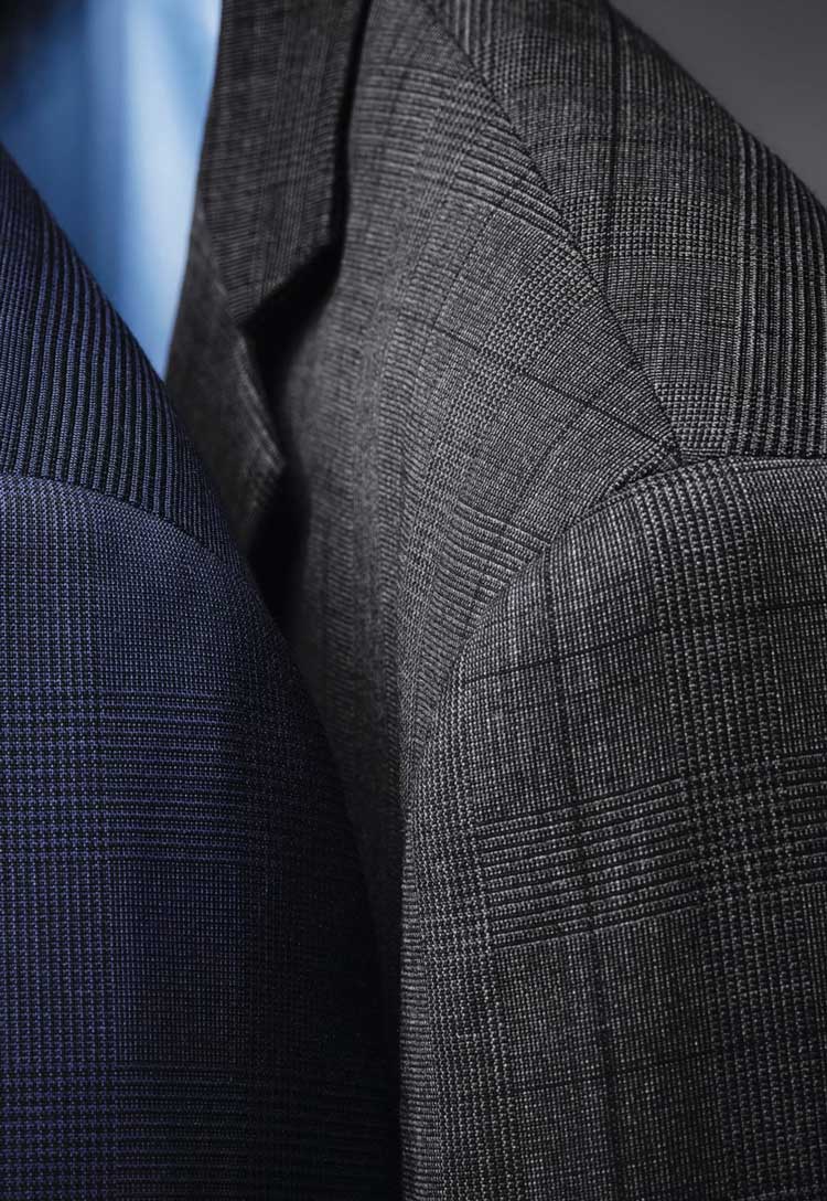 The Shoulder Detail of Navy and Grey Check Calvi Signature Slim Fit Jackets 2331 