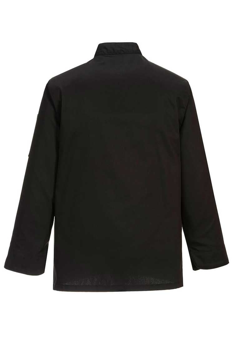 Back View of Somerset Chefs Jacket Long Sleeve C834 in Black