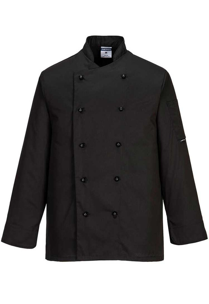 Somerset Chefs Jacket Long Sleeve C834 in Black