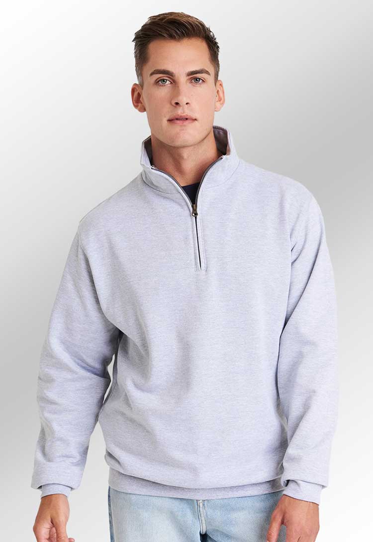 Model wearing Sophomore ¼ Zip Sweatshirt JH046