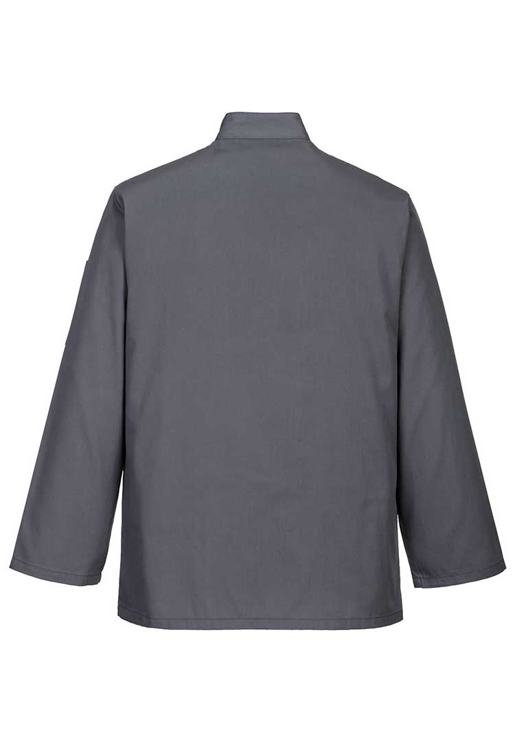 Back View of Suffolk Chefs Jacket Long Sleeve C833 in Slate Grey