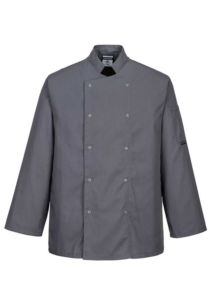 Suffolk Chefs Jacket Long Sleeve C833 in Slate Grey