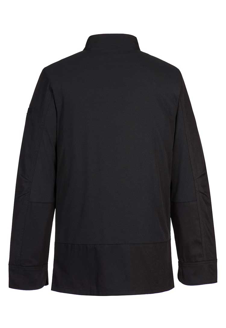 Back View of Surrey Chefs Jacket Long Sleeve C835 in Black