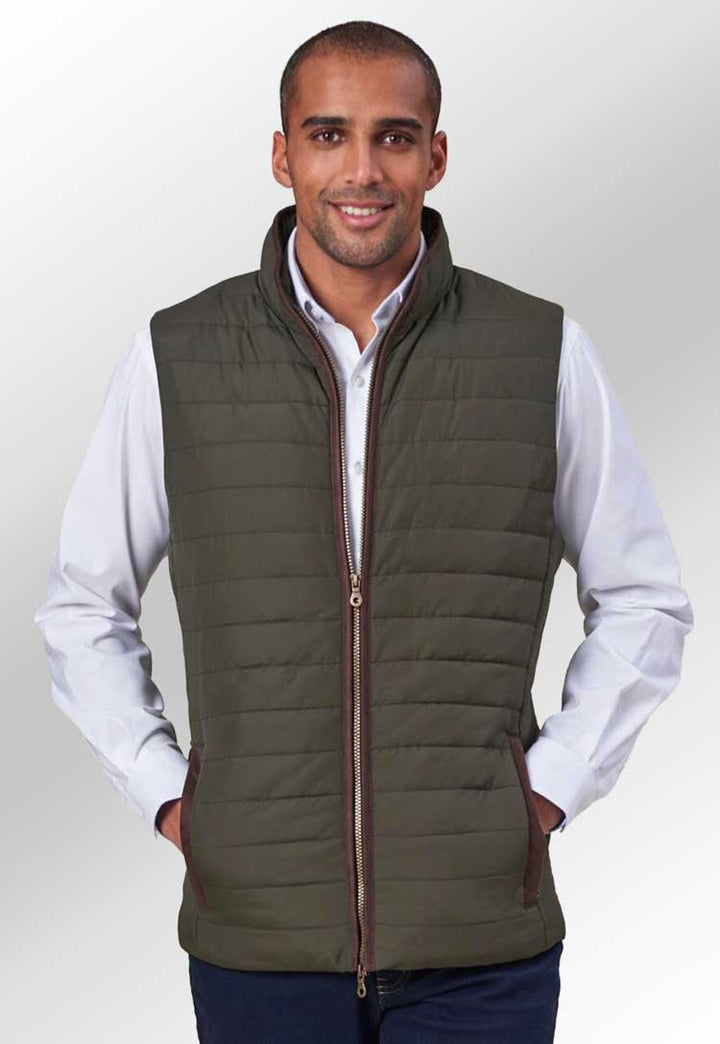 Model Wearing Tampa Quilted Gilet 4370 in Olive