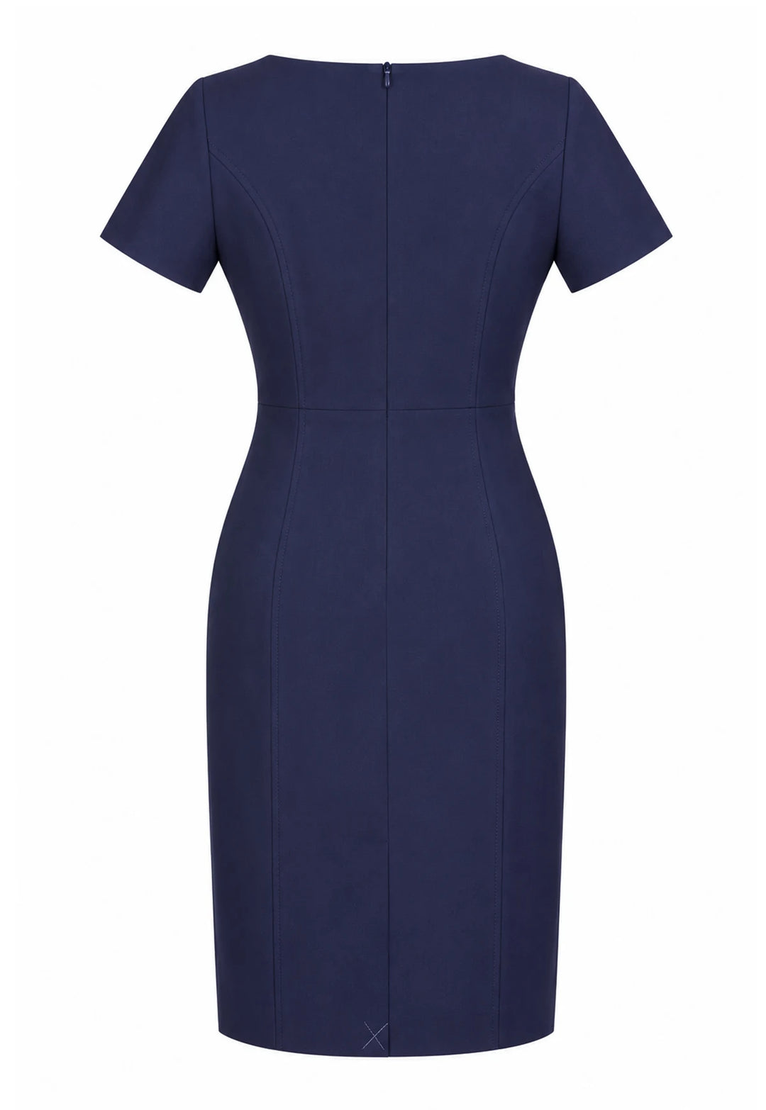 Rear view of the Teramo Shift Dress in Mid Blue.