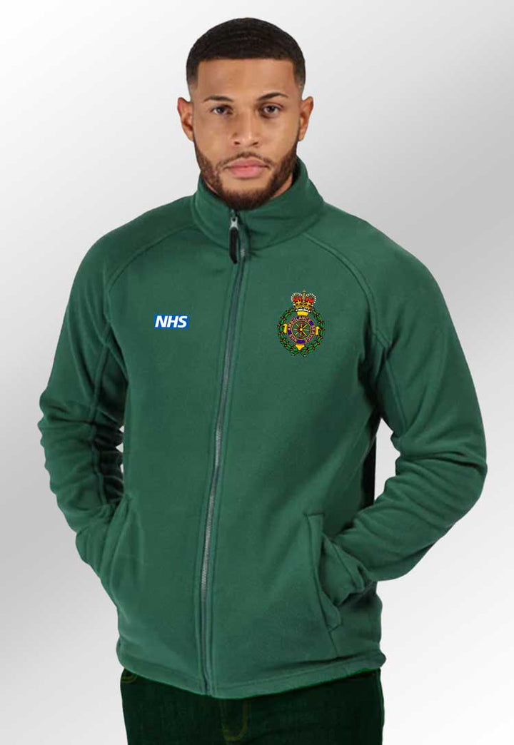 Model wearing Ambulance Regatta Fleece RG122 with ambulance logos