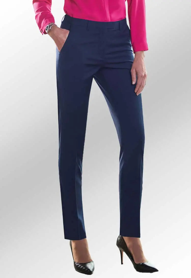 Model Wearing Torino Slim Leg Trousers 2294 in Mid Blue