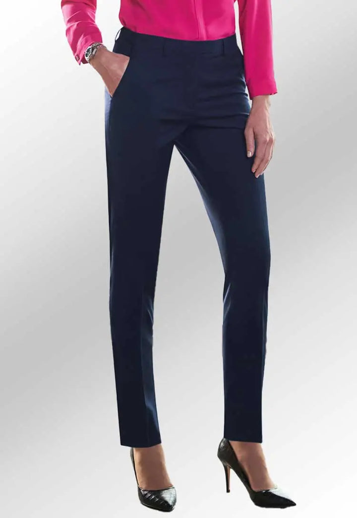 Model Wearing Torino Slim Leg Trousers 2294 in Navy