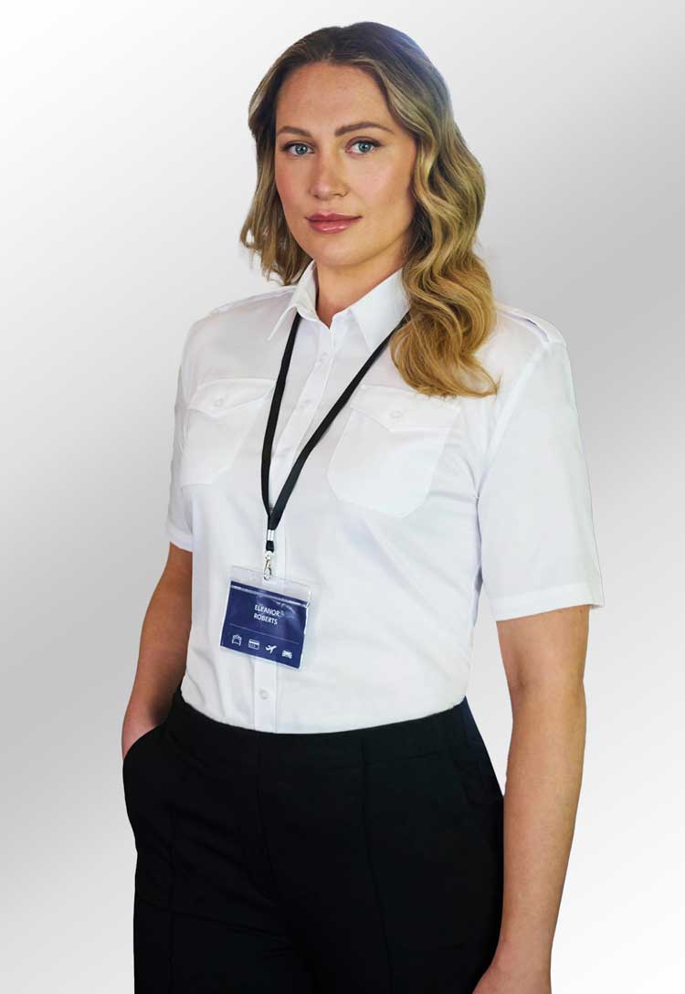 model wearing Trapani Non-Iron Pilot Shirt