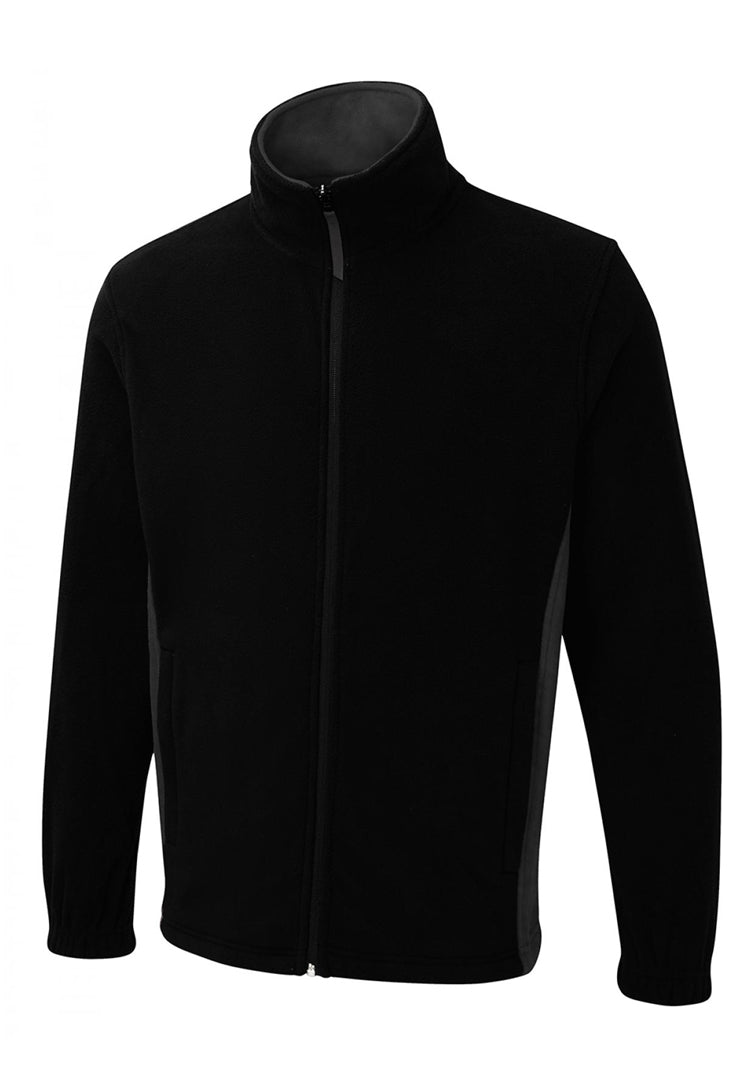 Two Tone Full Zip Fleece Jacket UC617 in Black/Charcoal