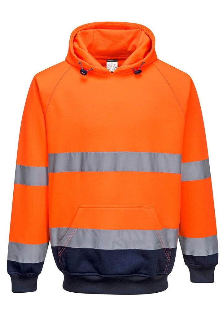 Hi Vis Two Tone Hoodie B316 in Orange/Navy