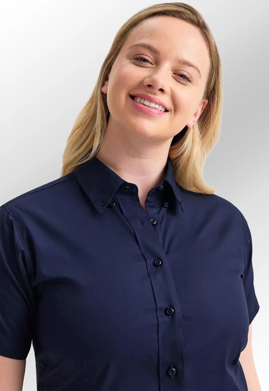 Ladies Pinpoint Oxford Half Sleeve Shirt - The Work Uniform Company