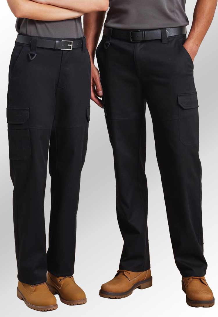 Male and female models wearing Stretchchecker Unisex Work Cargo Trousers PR565