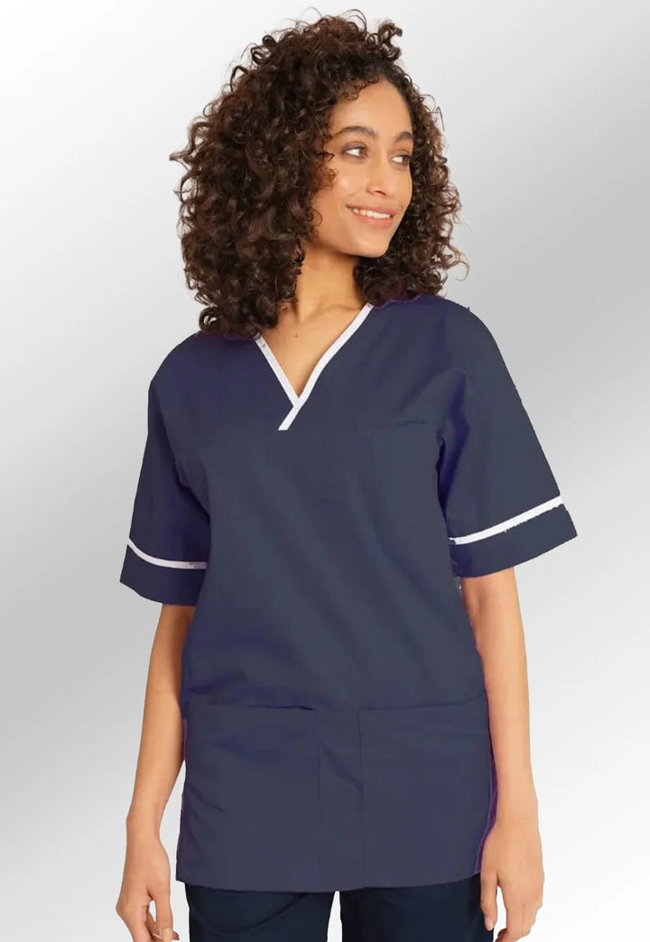 Unisex Contrast Trim Scrub Top NSTT - The Work Uniform Company