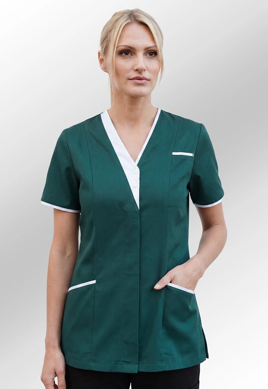 V Neck Green Veterinary Tunic - The Work Uniform Company