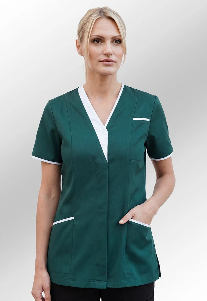 V Neck Green Veterinary Tunic - The Work Uniform Company