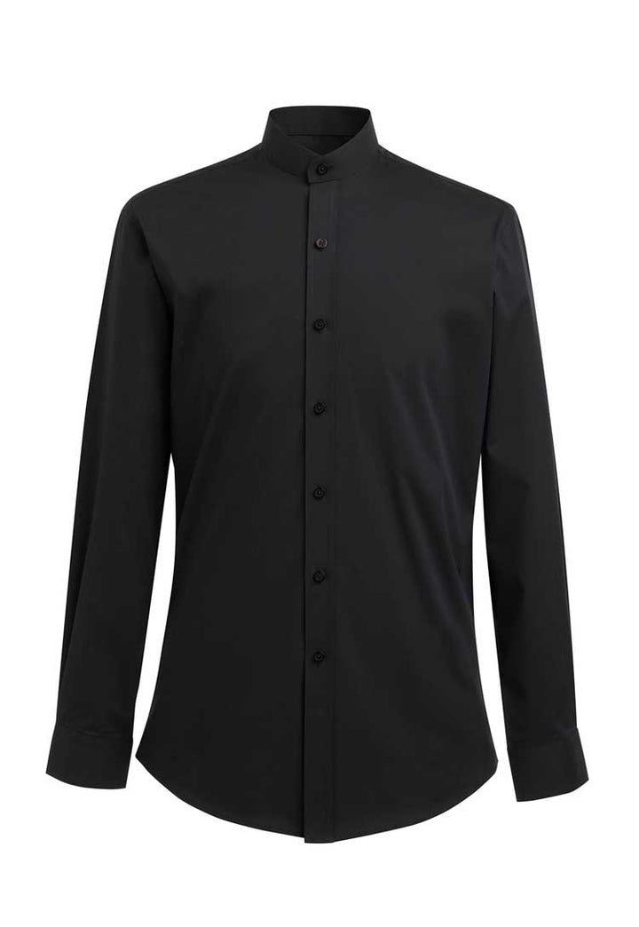 Volterra Slim Fit Grandad Collar Shirt 4571 in black