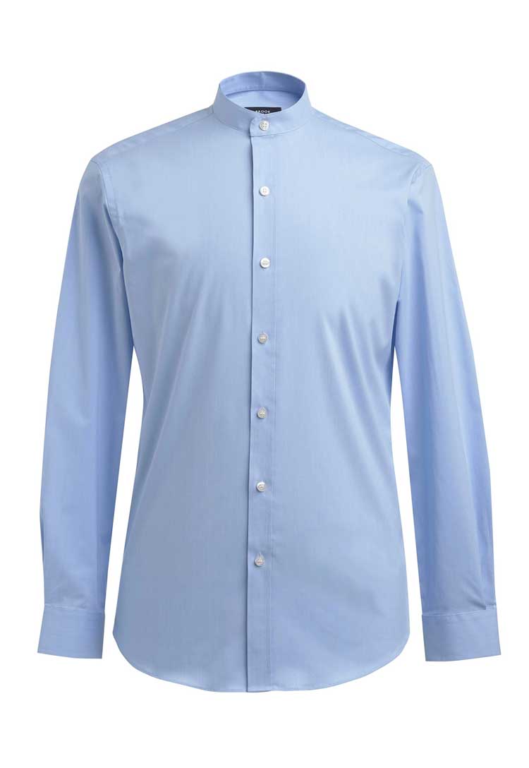 Volterra Slim Fit Grandad Collar Shirt 4571 in blue back view