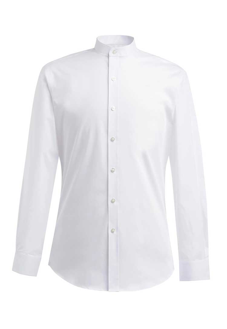 Volterra Slim Fit Grandad Collar Shirt 4571 in white