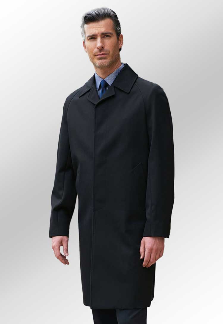 Model Wearing Men's Whipcord Coat 4003 in Black