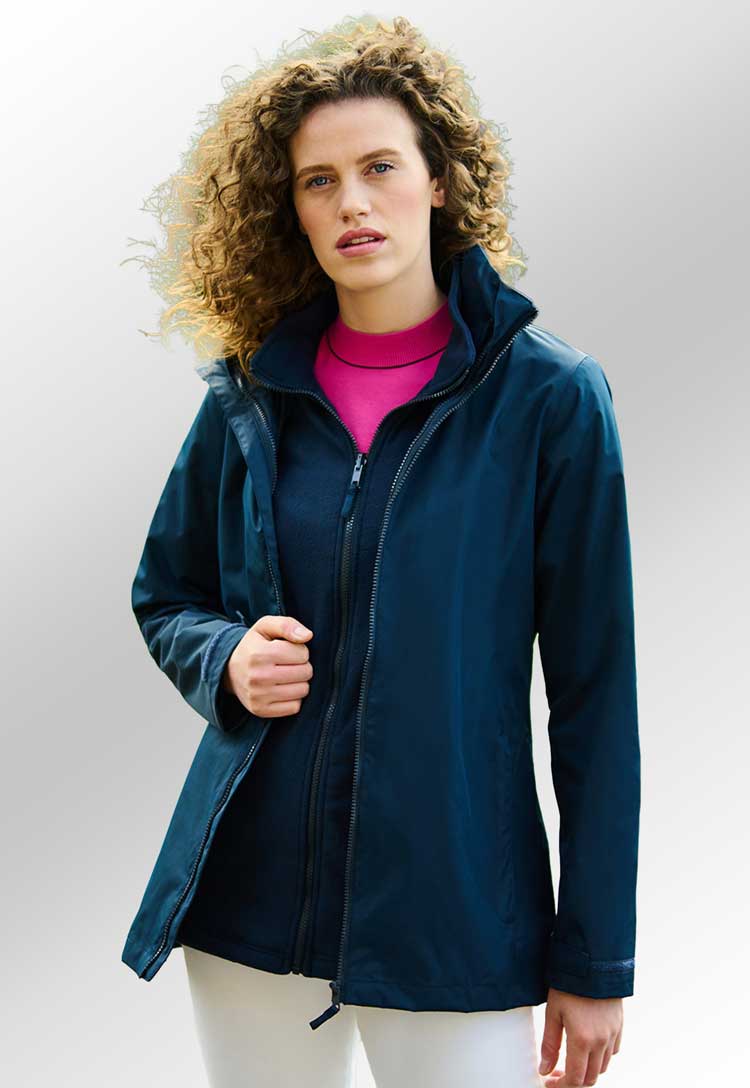 Model Wearing Regatta Women's Classic 3-in-1 Jacket RG049 in Navy