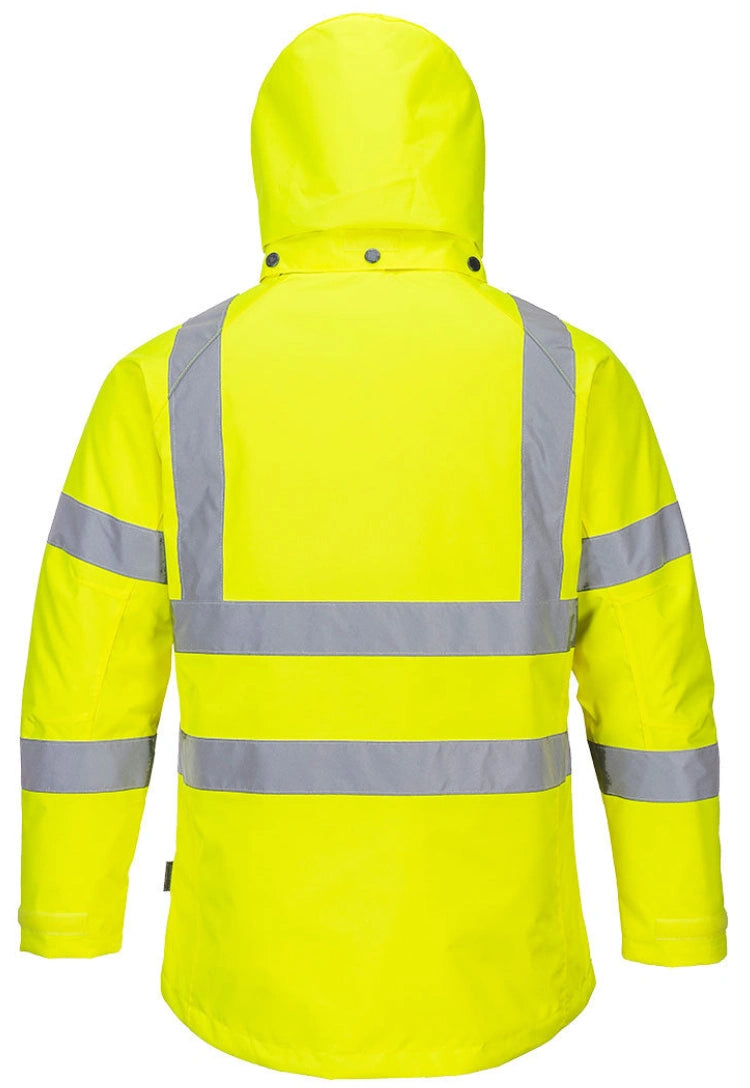 Back View of Women's Hi-Vis Winter Jacket LW74 in Yellow