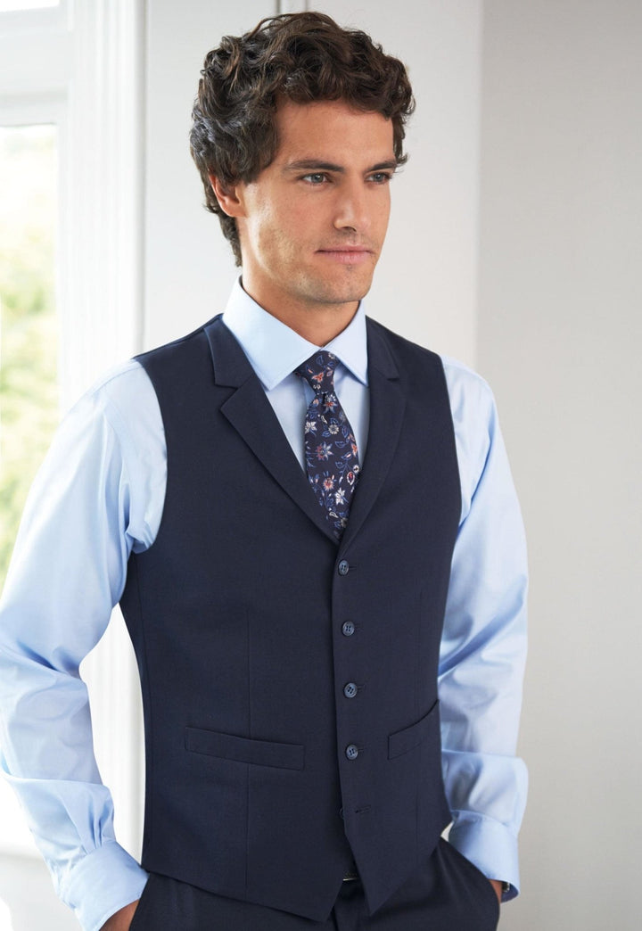 Model Wearing Proteus Men's Waistcoat 1449 in Navy