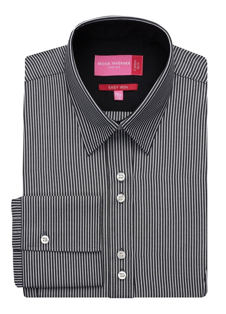 Flat and Folded Campania Shirt 2239 in Black/White Stripe