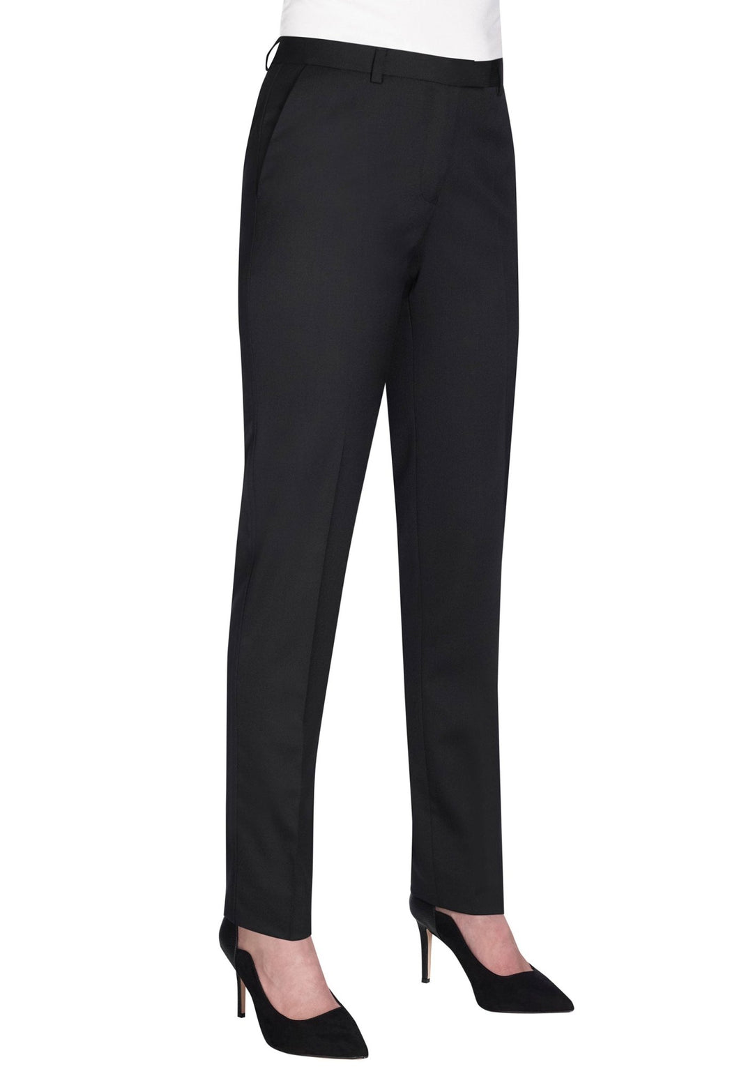 Model Wearing Hempel Slim Leg Trousers 2306 in Black