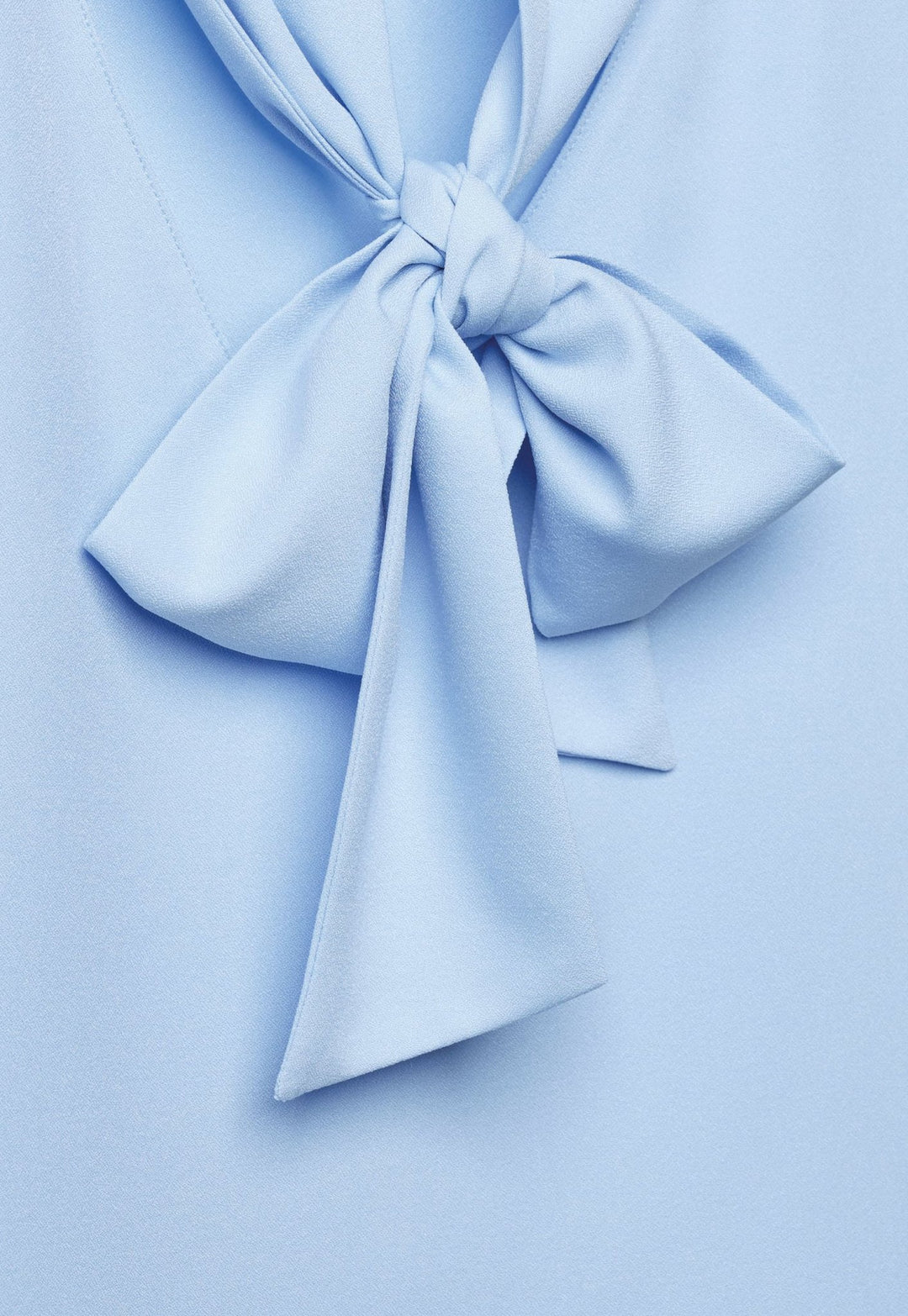 Detailed Image of the Bow on the Sky Blue Andria Pussy Bow Blouse 2368 