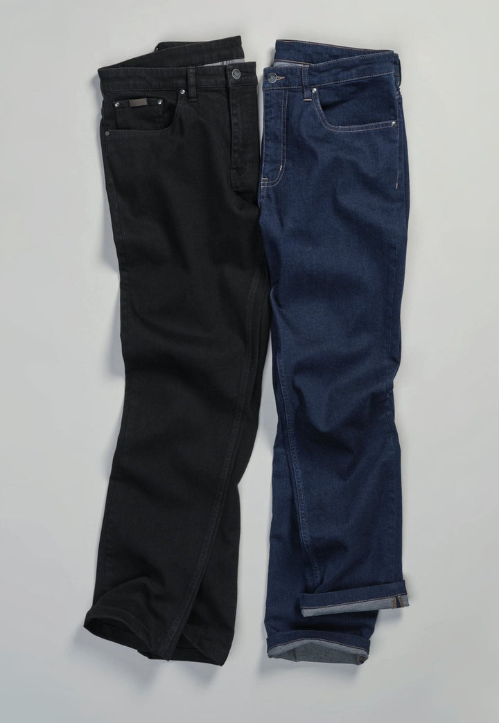 Two Pairs of Boulder Tailored Fit Jeans 8958 in Black and Indigo, Side by Side