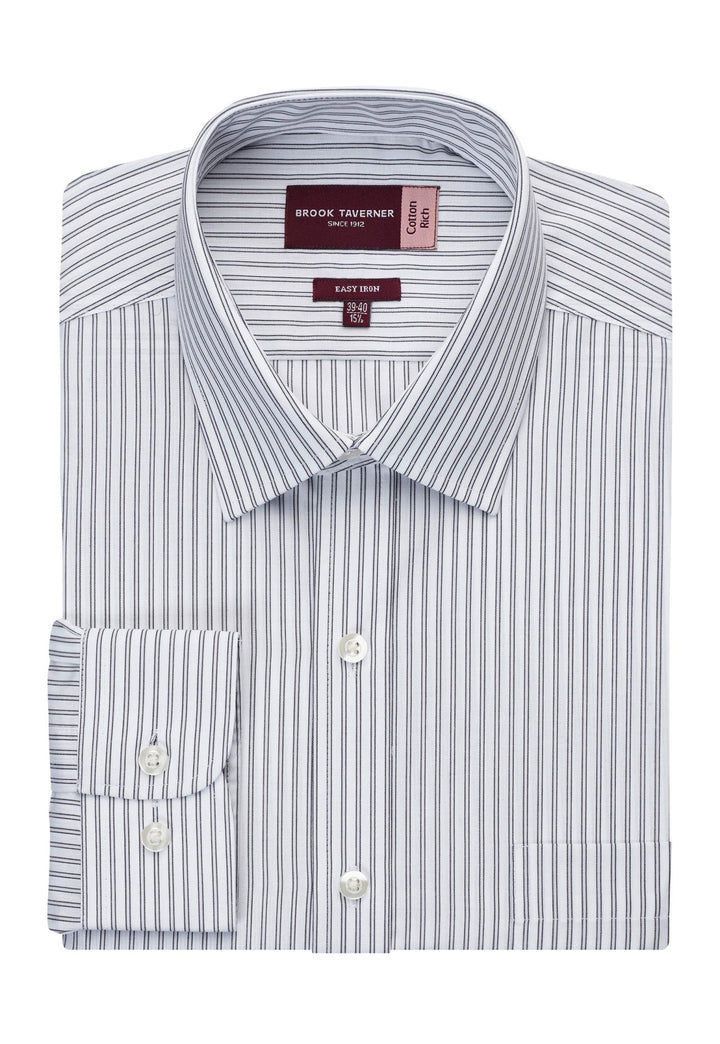 Flat and Folded Rufina Classic Fit Shirt 7540 in Grey/White Stripe