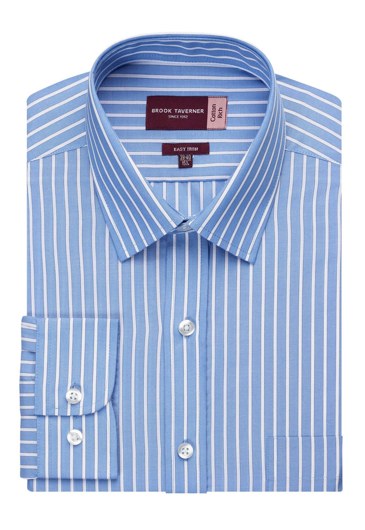 Flat and Folded Rufina Classic Fit Shirt 7540 in Blue/White Stripe