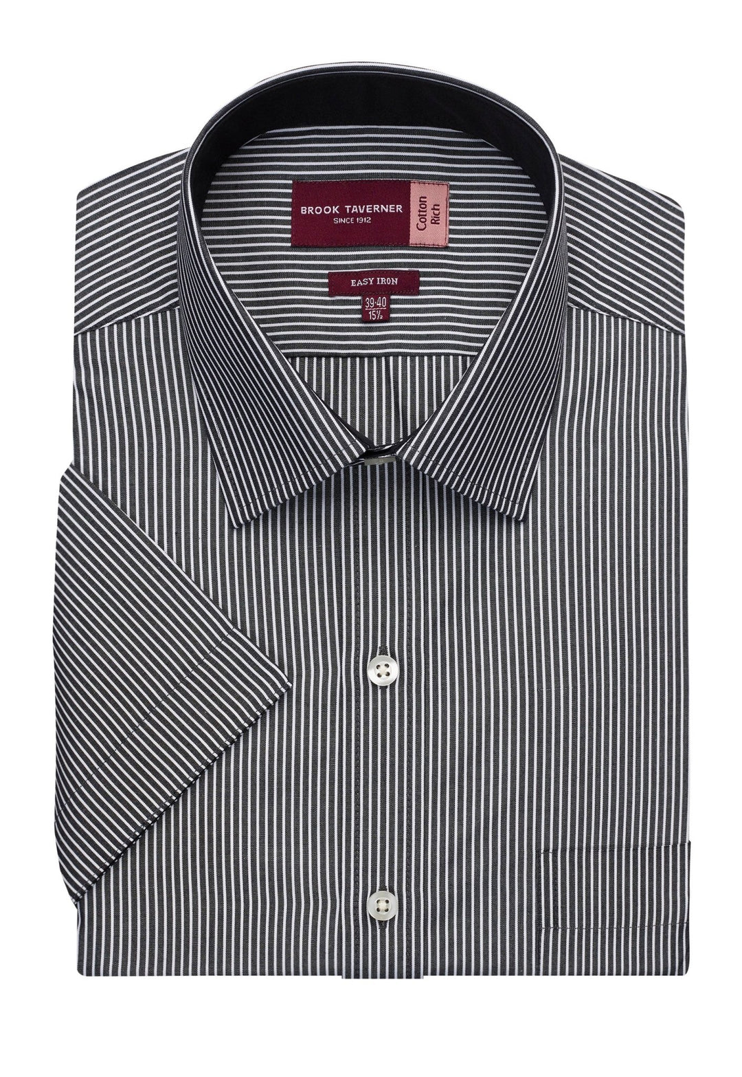 Flat and Folded Savona Classic Fit Shirt 7595 in Black/White Stripe