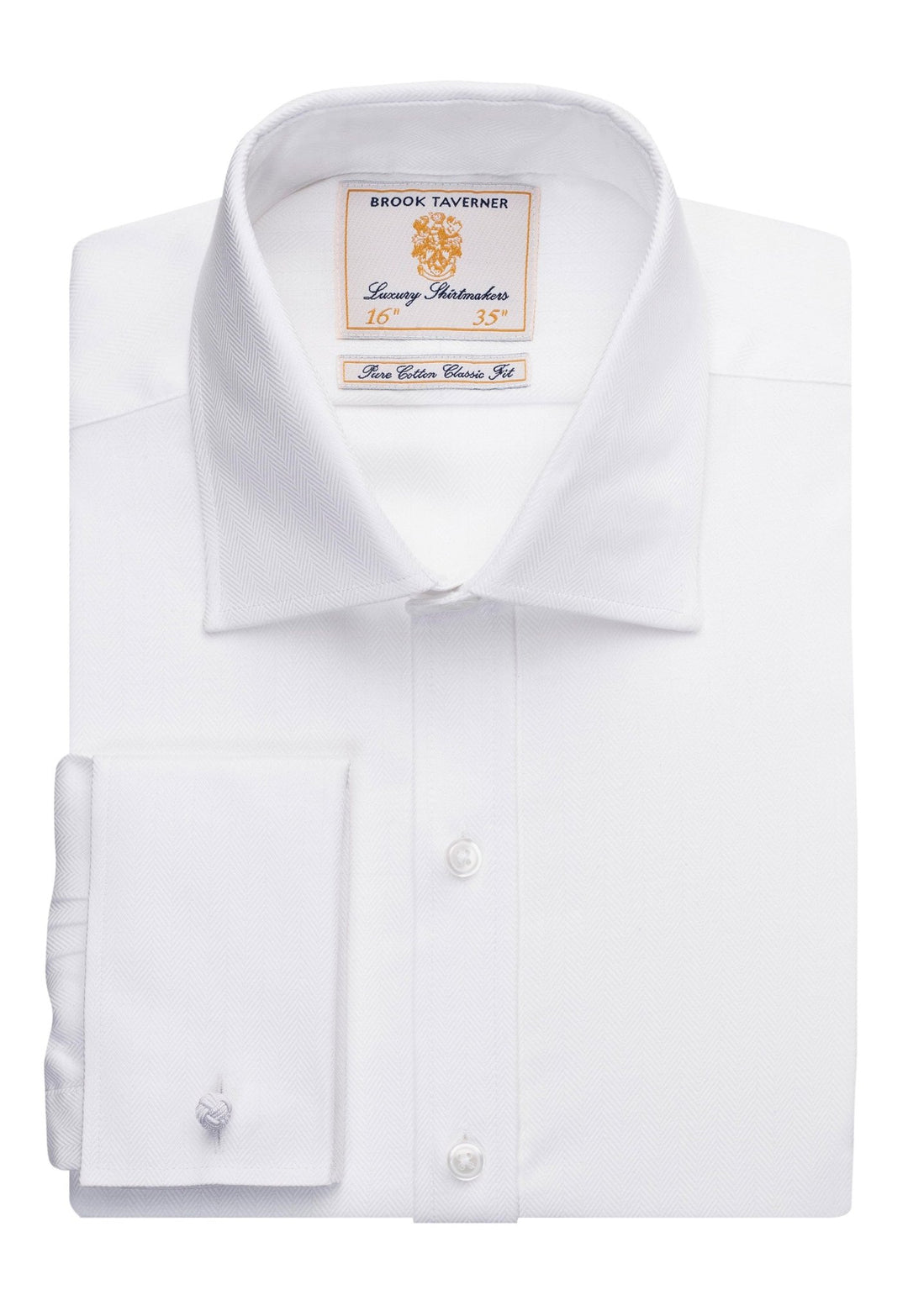 Flat and Folded Andora Classic Fit Shirt Herringbone 7656 in White