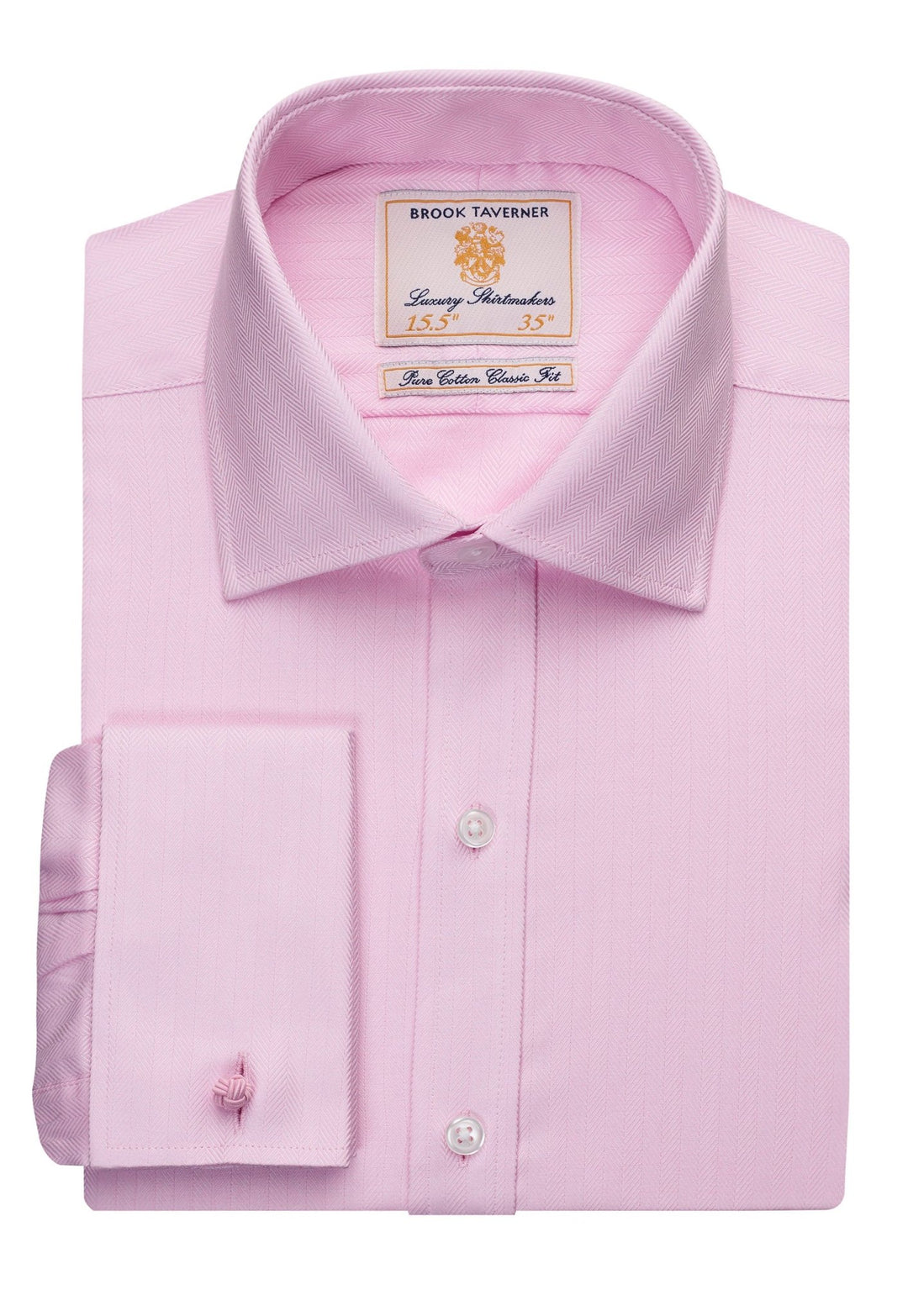 Flat and Folded Andora Classic Fit Shirt Herringbone 7656 in Pink