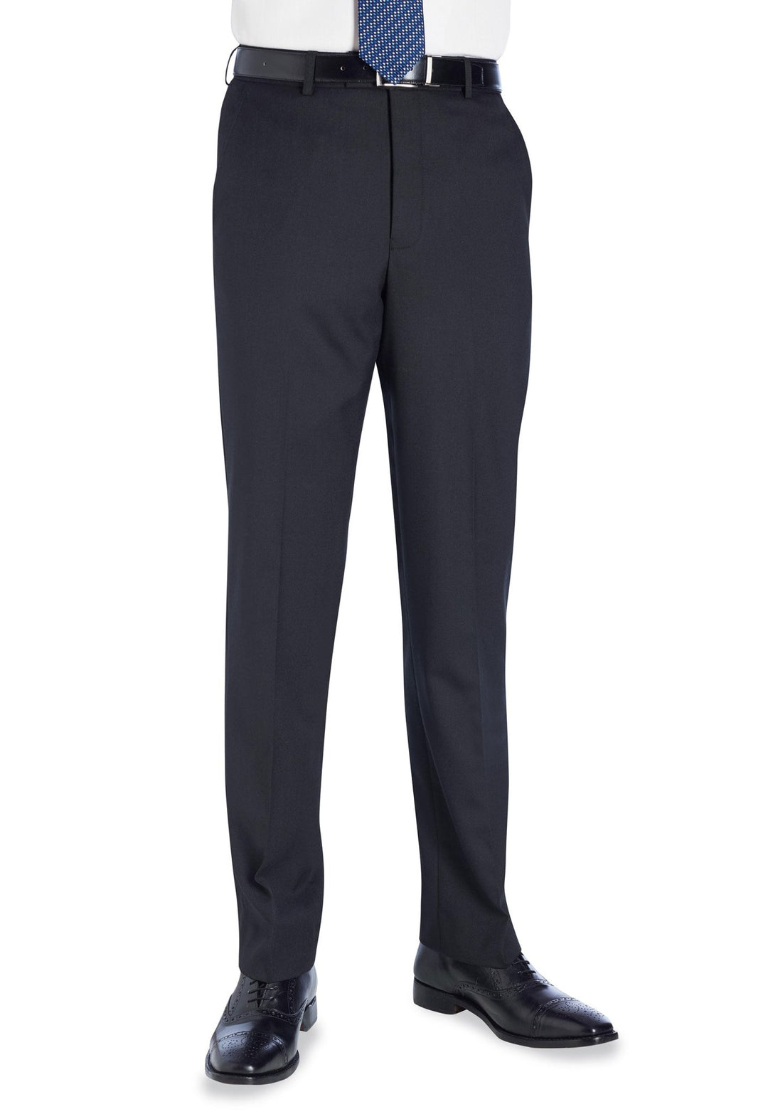 Model Wearing Aldwych Men's Tailored Fit Trousers 8557 in Black