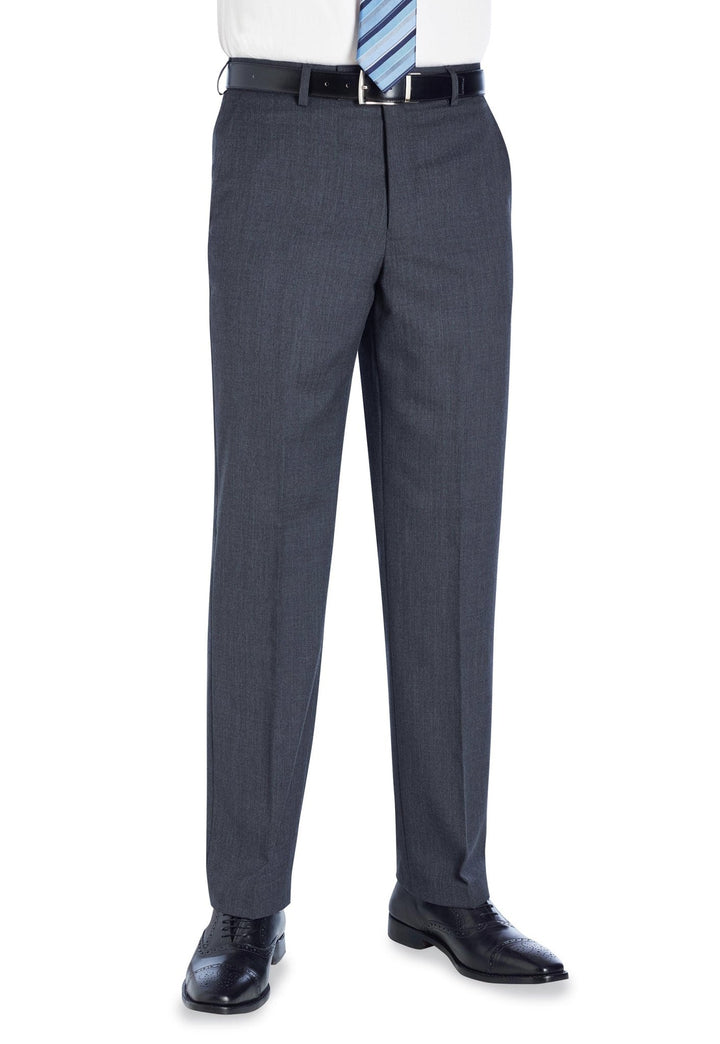 Model Wearing Aldwych Men's Tailored Fit Trousers 8557 in Mid Grey